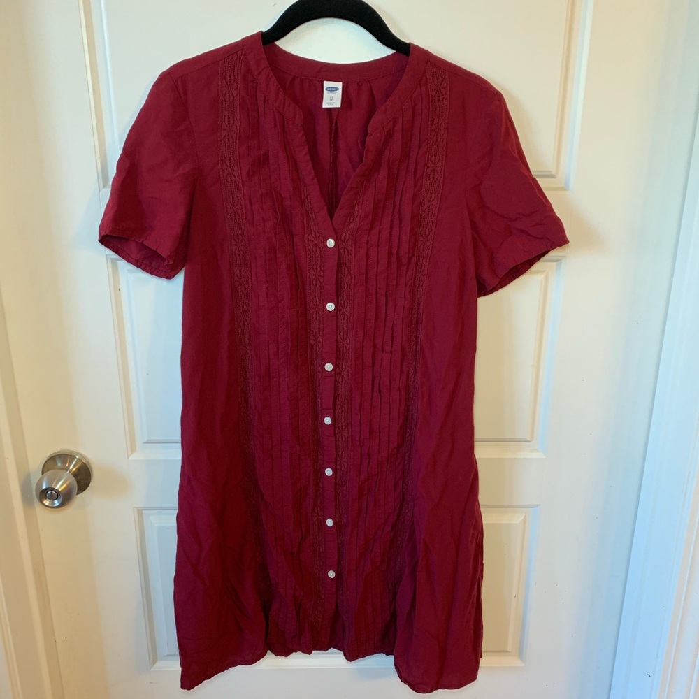 Old Navy Maroon Button Down Dress